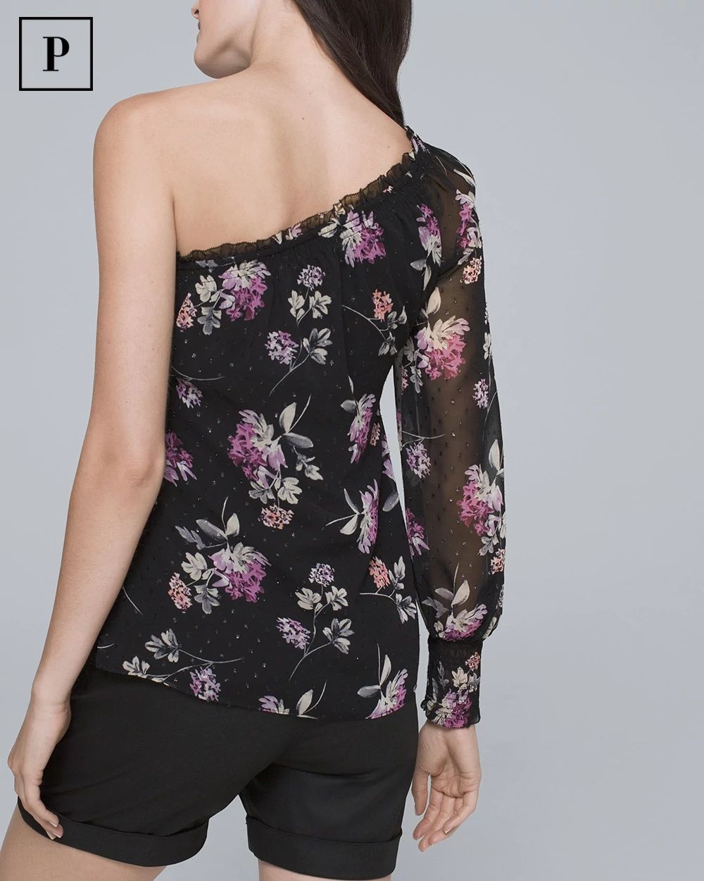Petite Floral One-Shoulder Blouse