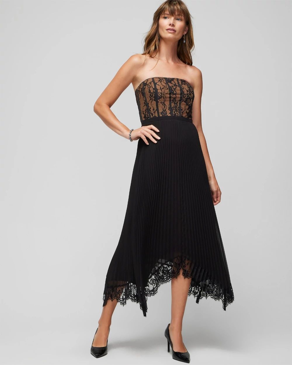 Petite Strapless Lace Bustier Midi