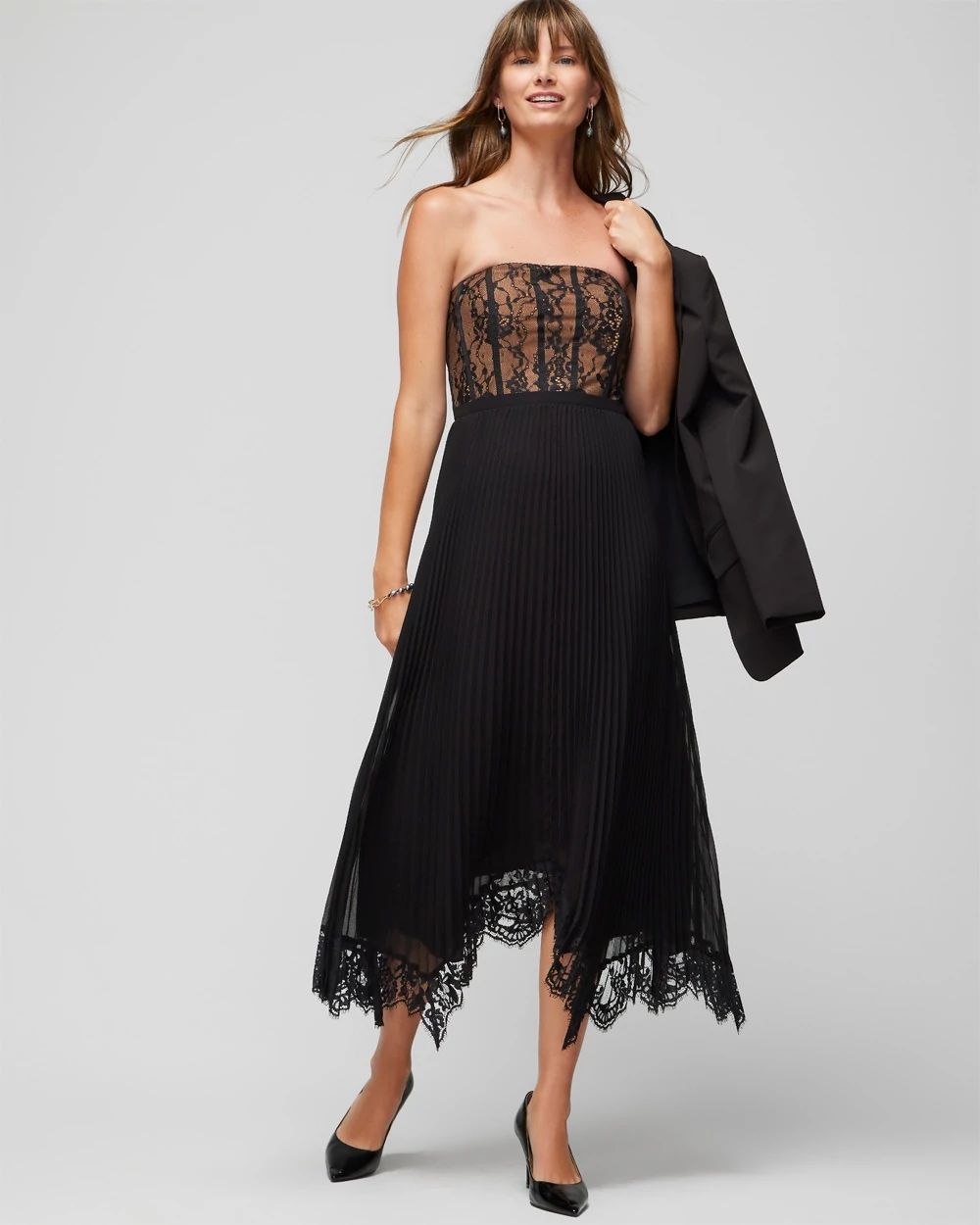 Petite Strapless Lace Bustier Midi